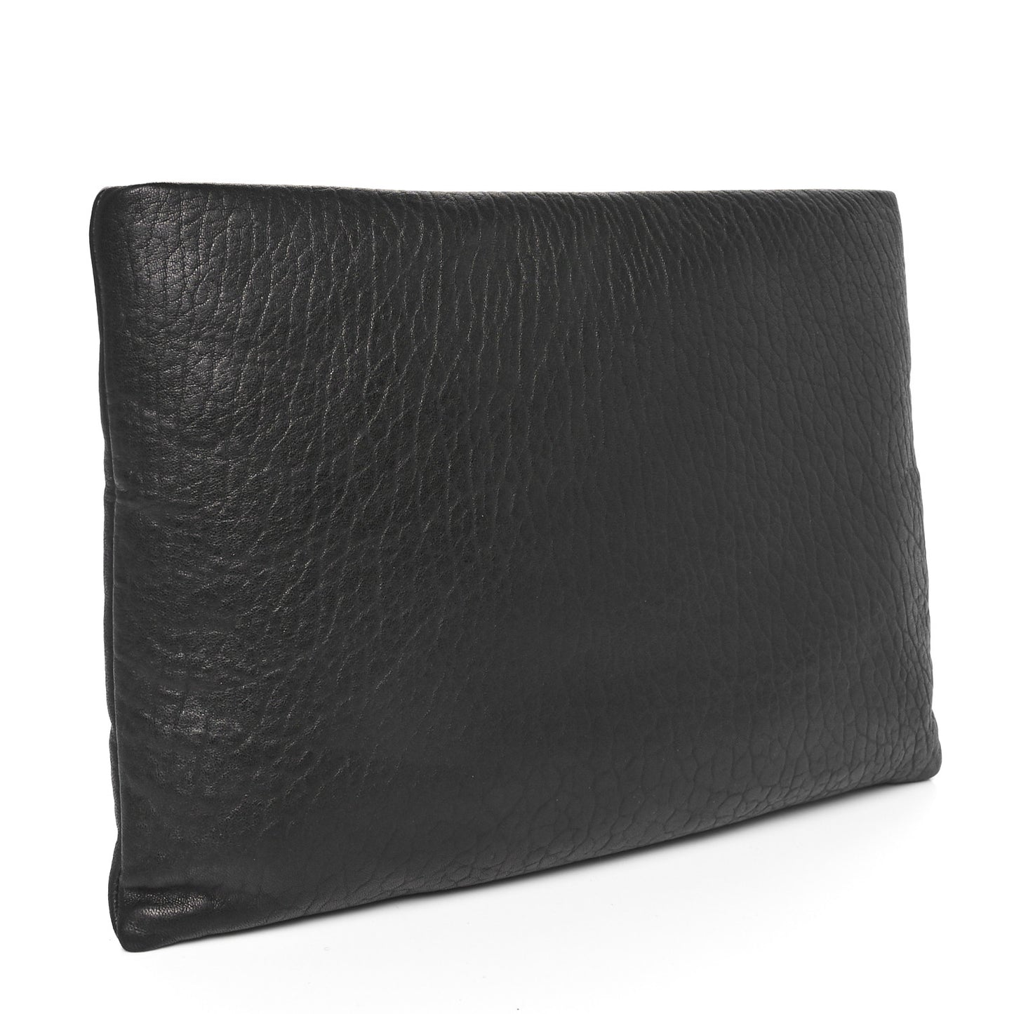 Lambskin Large Puffy Pouch Black