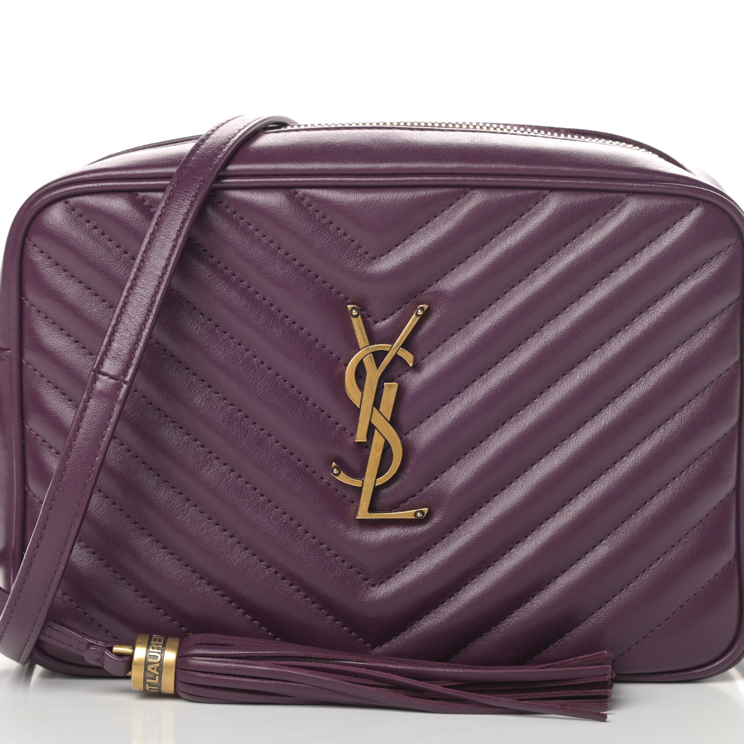 Saint Laurent Calfskin Matelasse Monogram Lou Camera Bag Purple 8 of 12