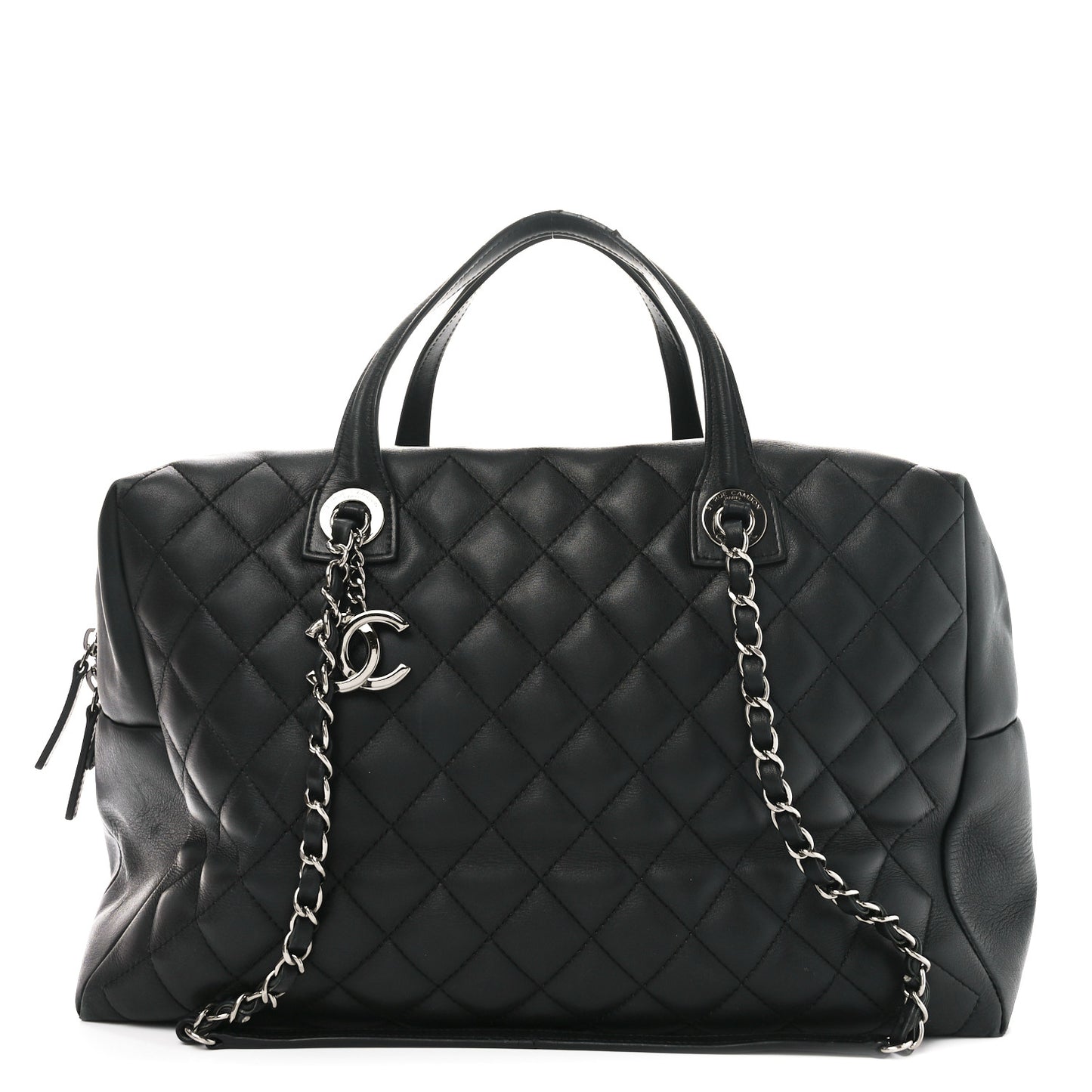Calfskin Quilted Feather Weight Bowling Bag Black