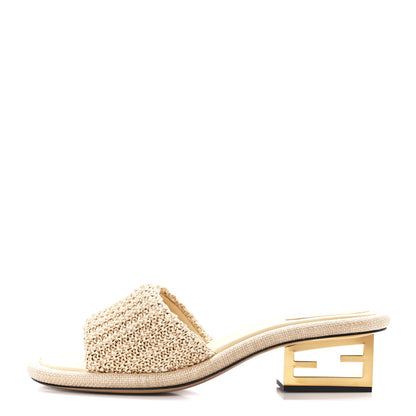 Fendi Raffia Intreccio Baguette 60mm Slide Sandals 41 Paglia 1 of 8