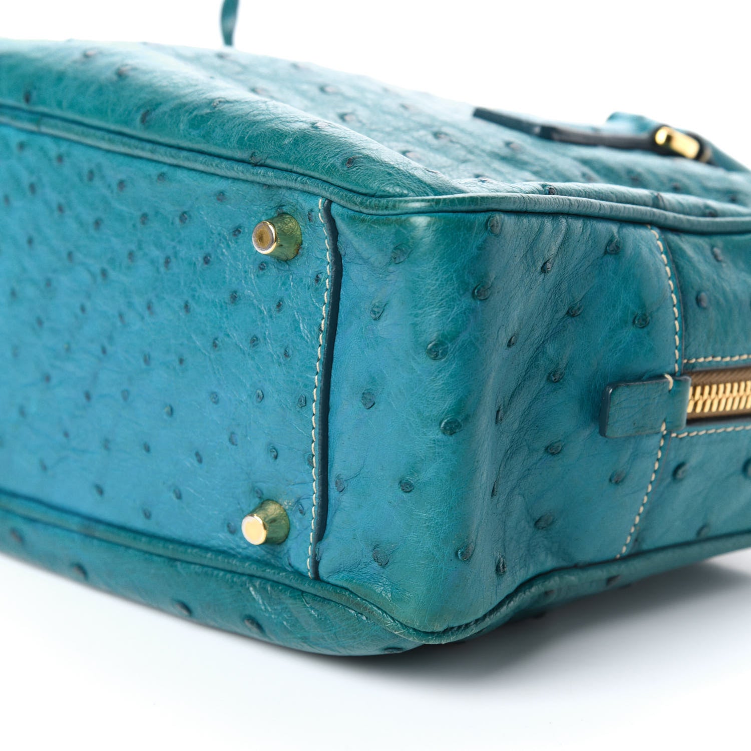 Prada Ostrich Bowler Blue 10 of 10