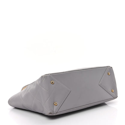 Chanel Calfskin Quilted Book Pocket Shopping Tote Grey 4 of 10