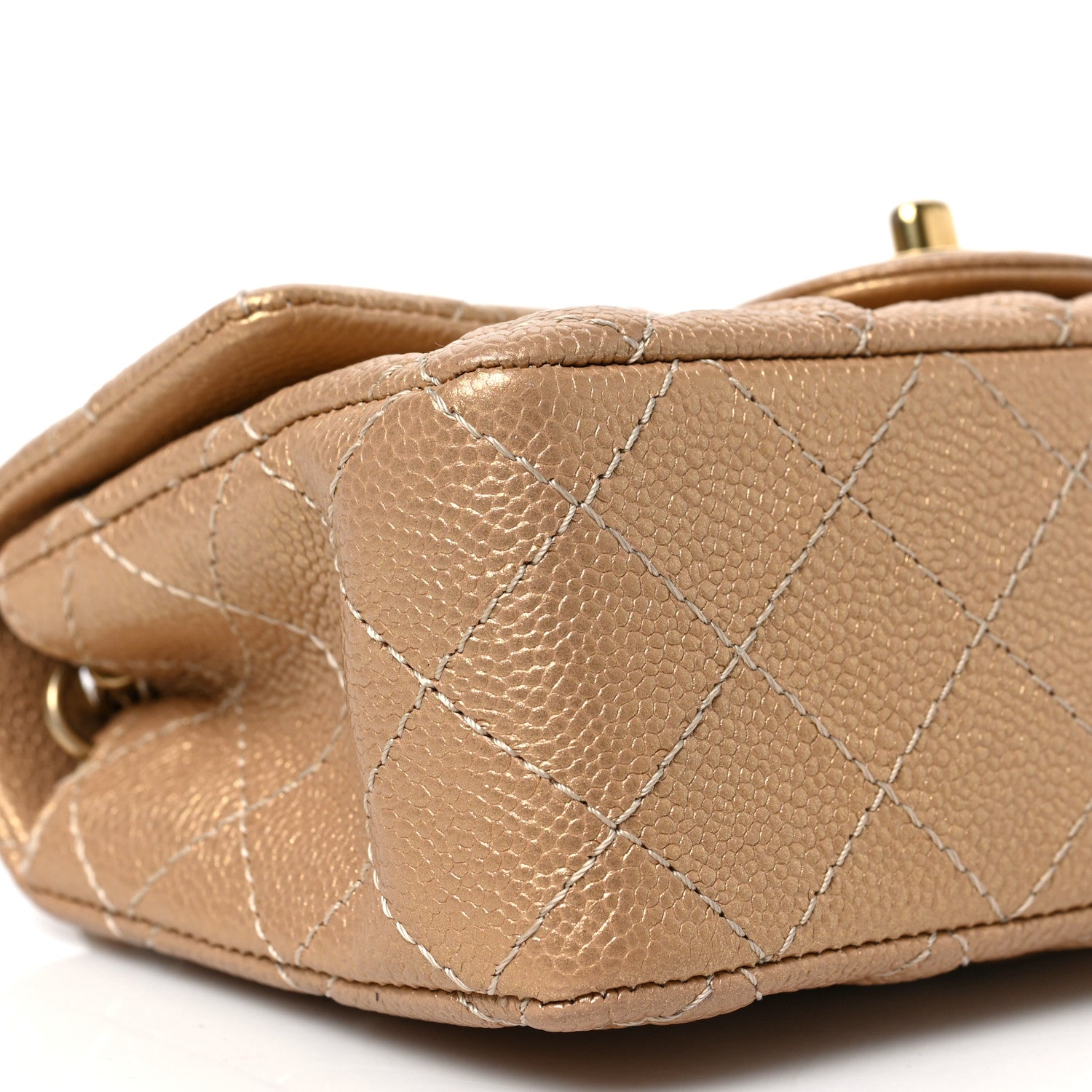 Chanel Pearly Caviar Quilted Mini Rectangular Flap Gold 8 of 9