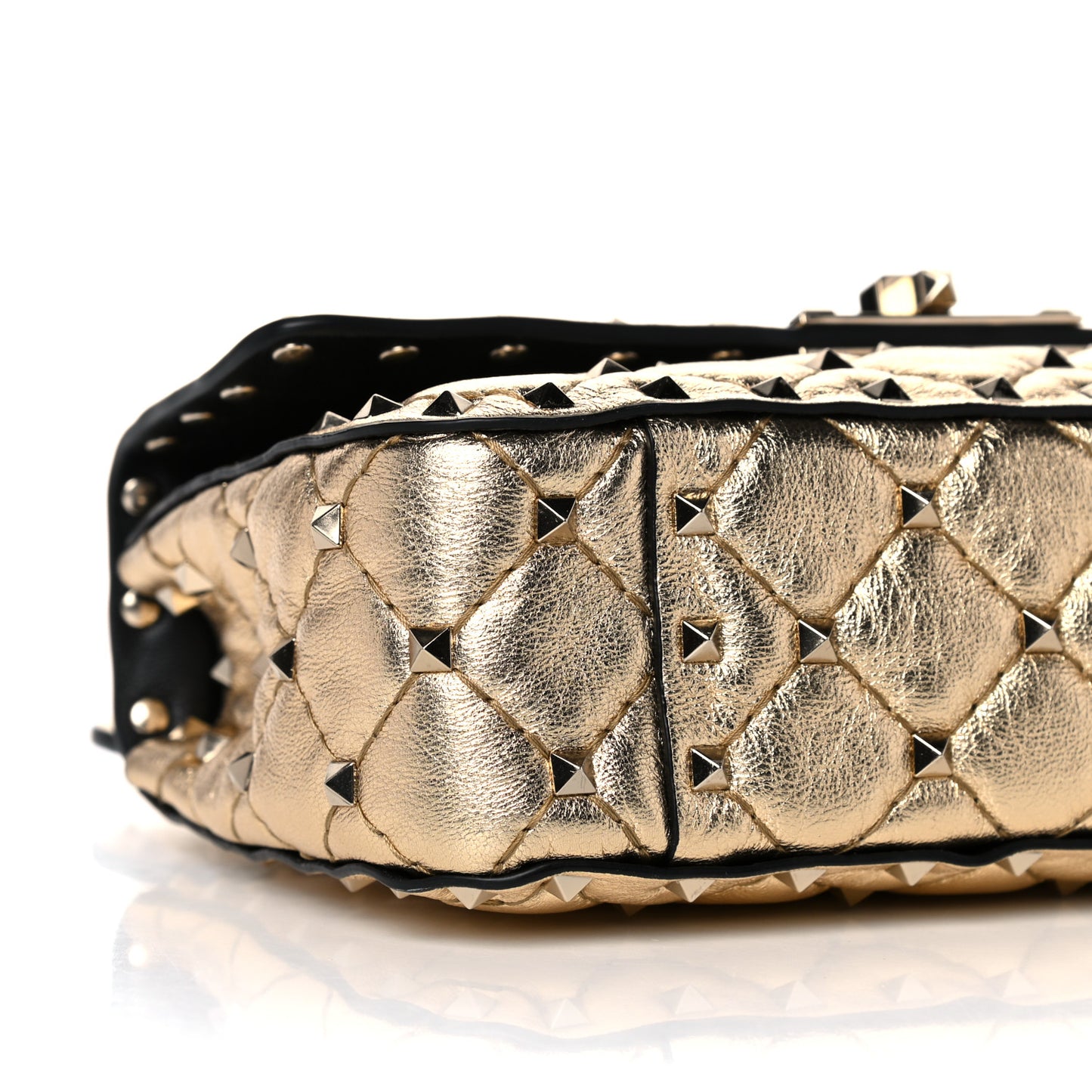 Metallic Nappa Small Rockstud Spike Shoulder Bag Mekong