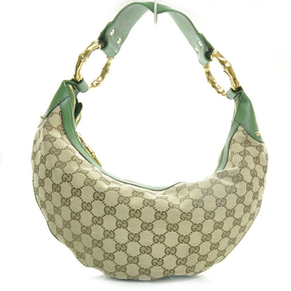 Gucci Monogram Web Bamboo Ring Hobo Green 1 of 10