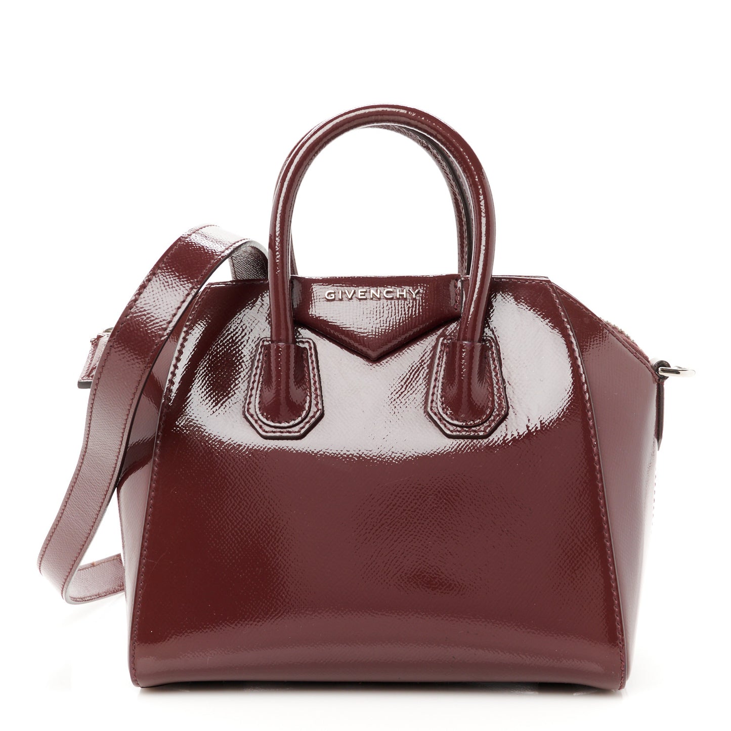 Textured Patent Calfskin Mini Antigona Aubergine