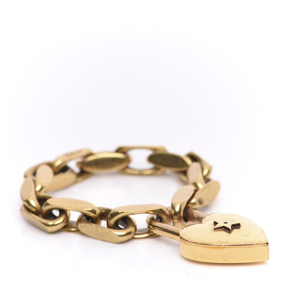 Christian Dior Metal Heart Lock Chain Bracelet Gold 1 of 4