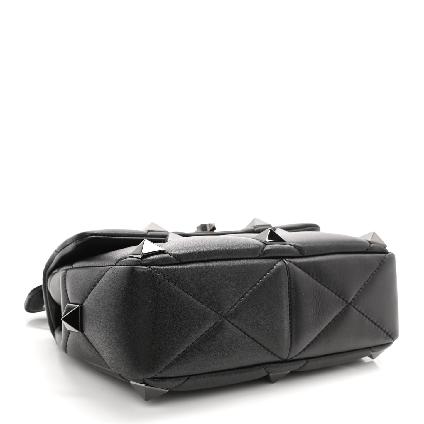 Nappa Monochrome Medium Roman Stud Shoulder Bag Black