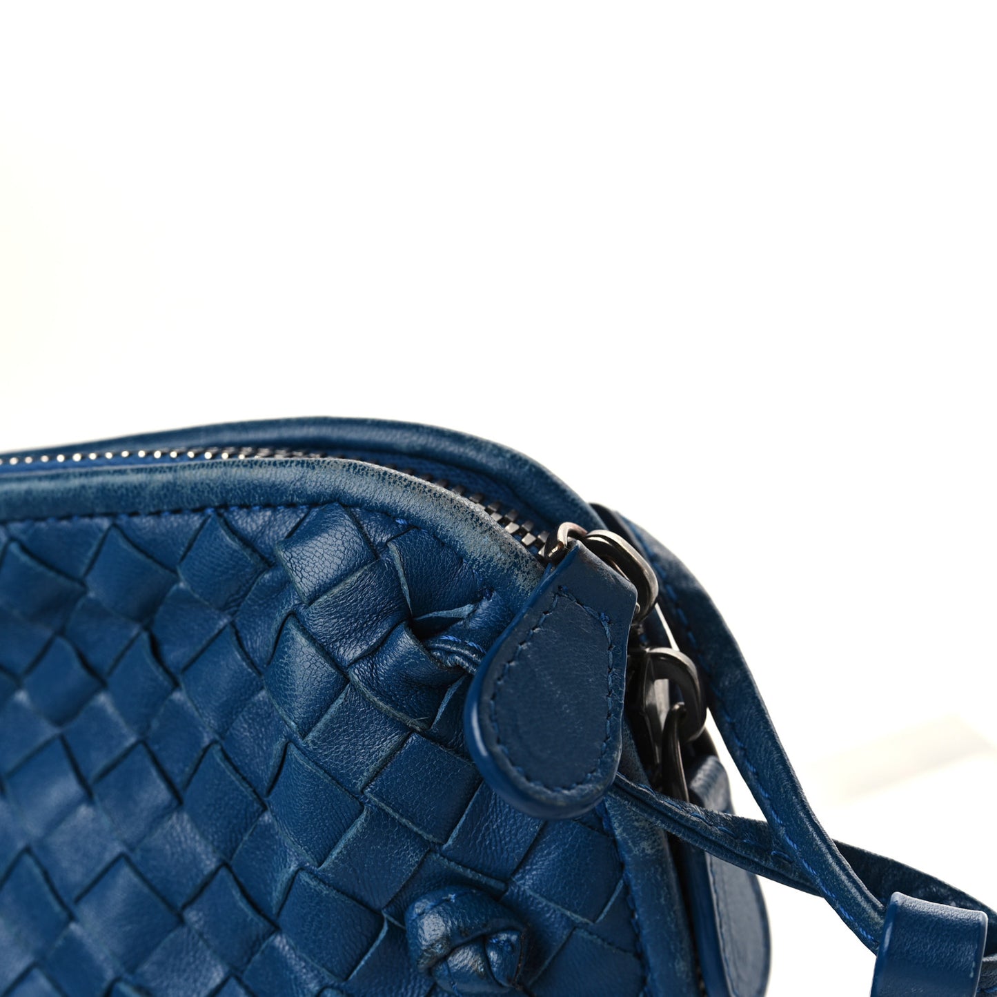 Nappa Intrecciato Pillow Crossbody Messenger Blue