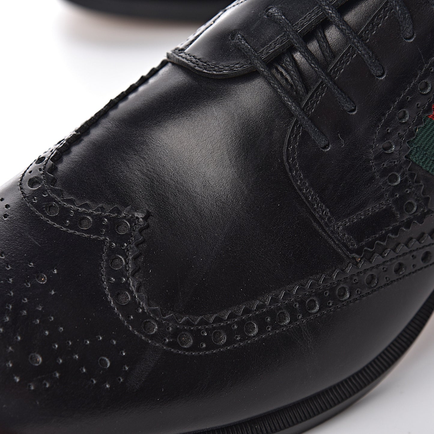 Calfskin Web Bee Embroidered Mens Wingtip Derby Loafers 8 Black