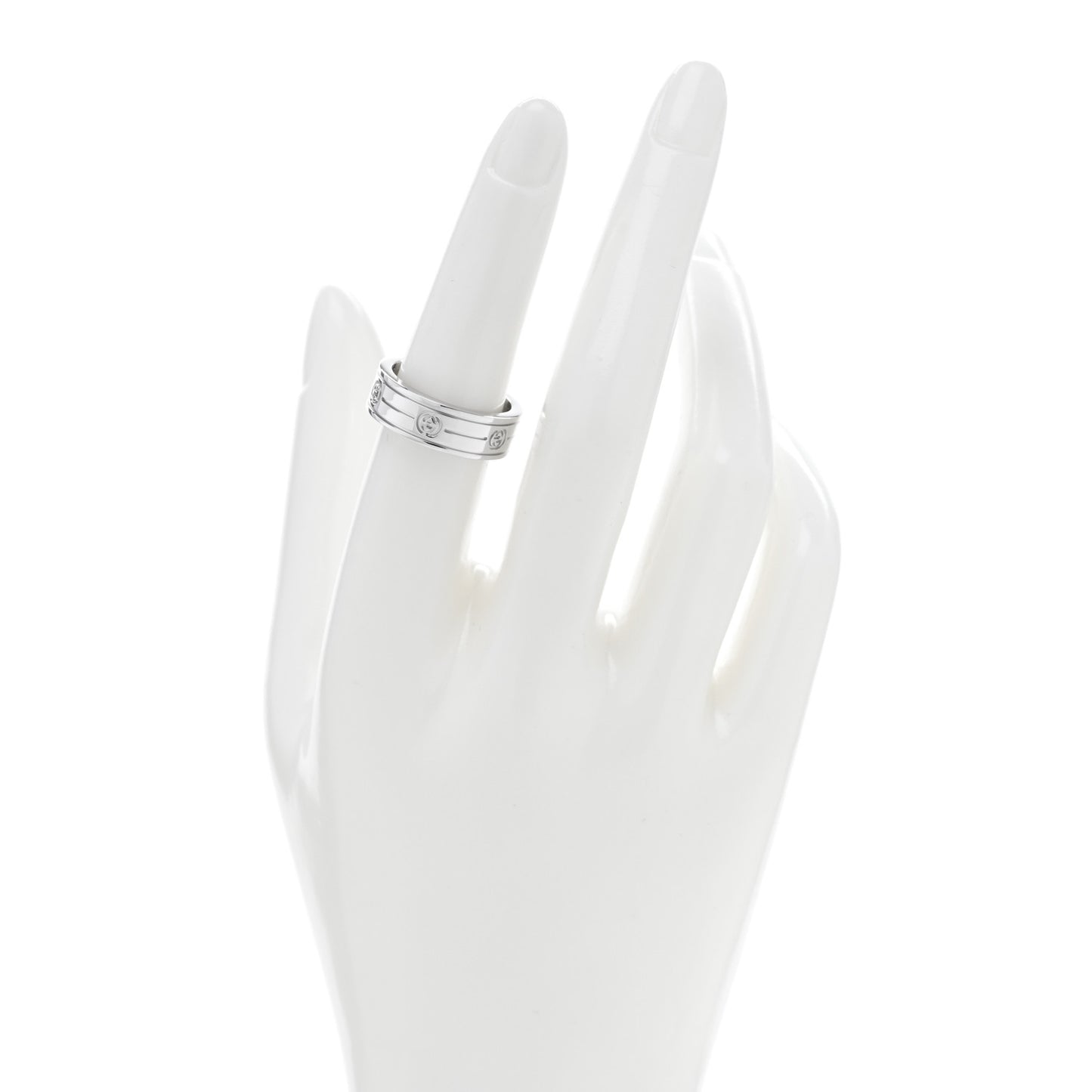 18K White Gold Interlocking G Band Ring 54 6.75