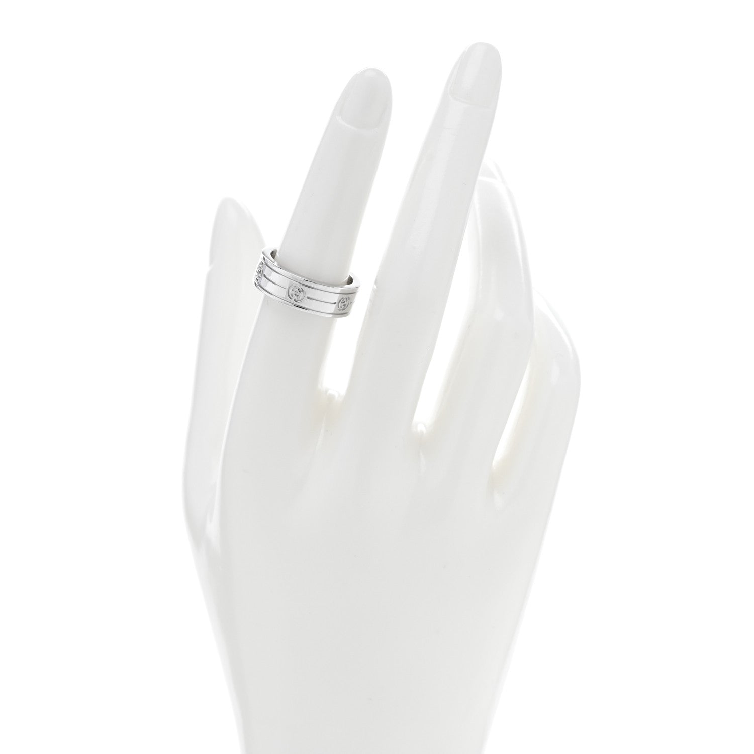 Gucci 18K White Gold Interlocking G Band Ring 54 6.75 2 of 4