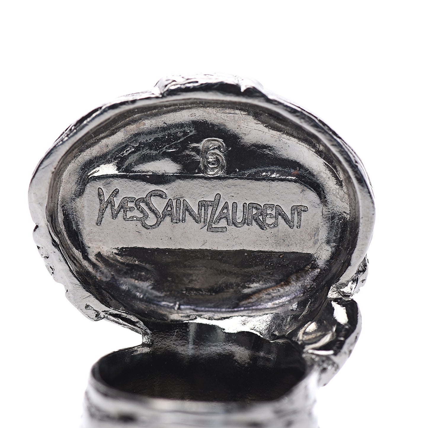 Glass Cabochon Gunmetal Arty Ovale Ring 6 Black