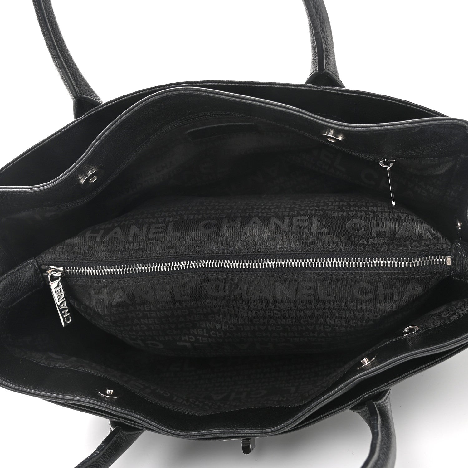 Chanel Calfskin Mademoiselle Lock Cerf Shopper Tote Black 6 of 12