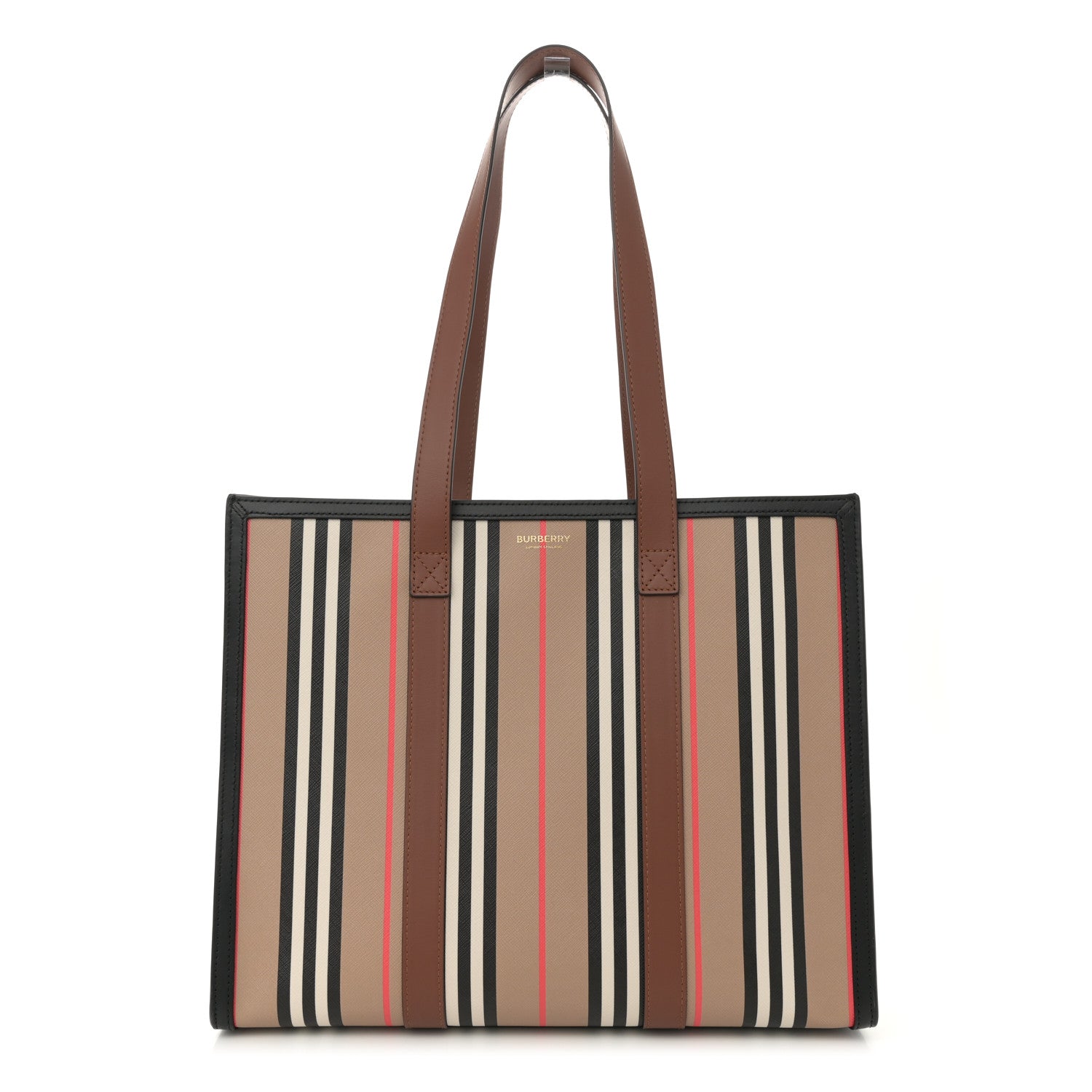 Burberry E-Canvas Stripe Book Tote Archive Beige 1 of 11