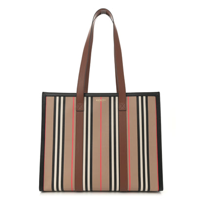Burberry E-Canvas Stripe Book Tote Archive Beige 1 of 11
