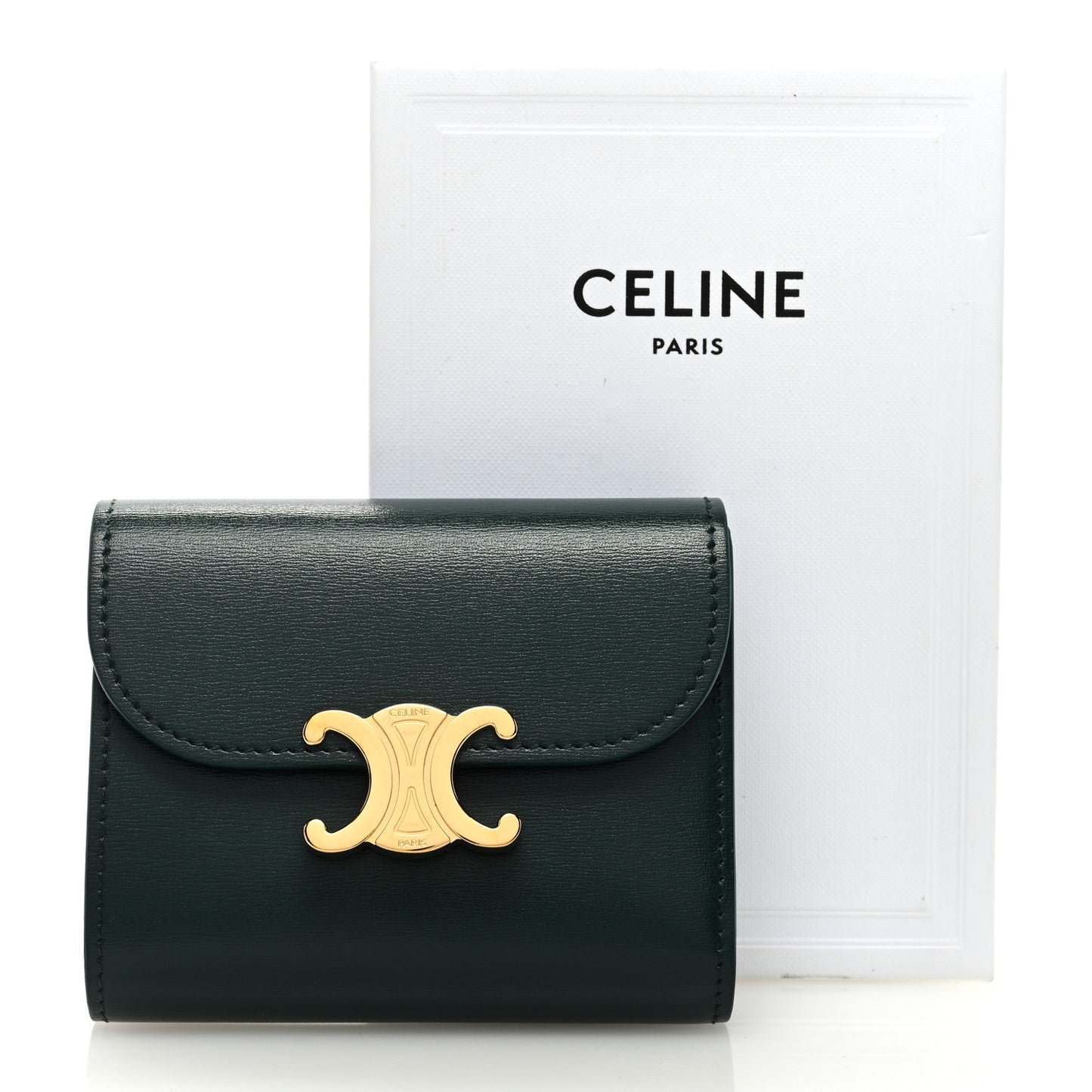 Shiny Calfskin Small Triomphe Wallet Amazone