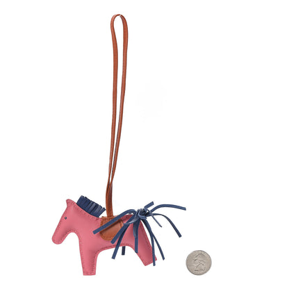 Hermes Milo Lambskin Grigri Rodeo Bag Charm PM Rose Azalee Cornaline Bleu De Malte 3 of 5