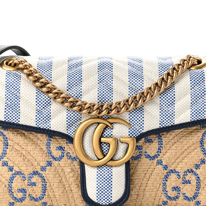 Gucci Raffia GG Monogram Matelasse Small GG Marmont Shoulder Bag Natural Royale Off White 8 of 10