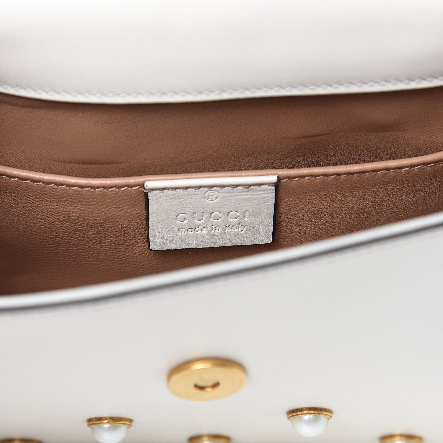Gucci Nappa Pearl Studded Mini Queen Margaret Broadway Shoulder Bag Mystic White 6 of 9