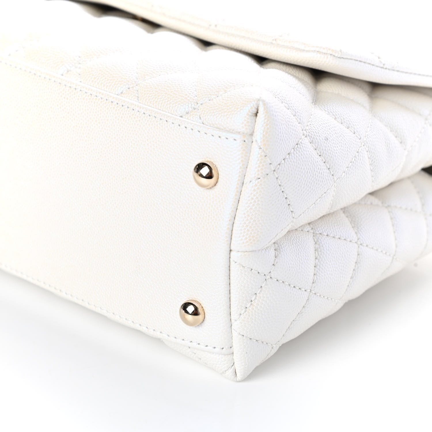 Chanel Iridescent Caviar Quilted Small Coco Handle Flap White 11 of 11