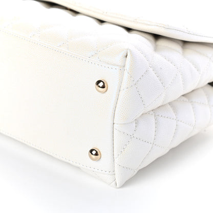 Chanel Iridescent Caviar Quilted Small Coco Handle Flap White 11 of 11
