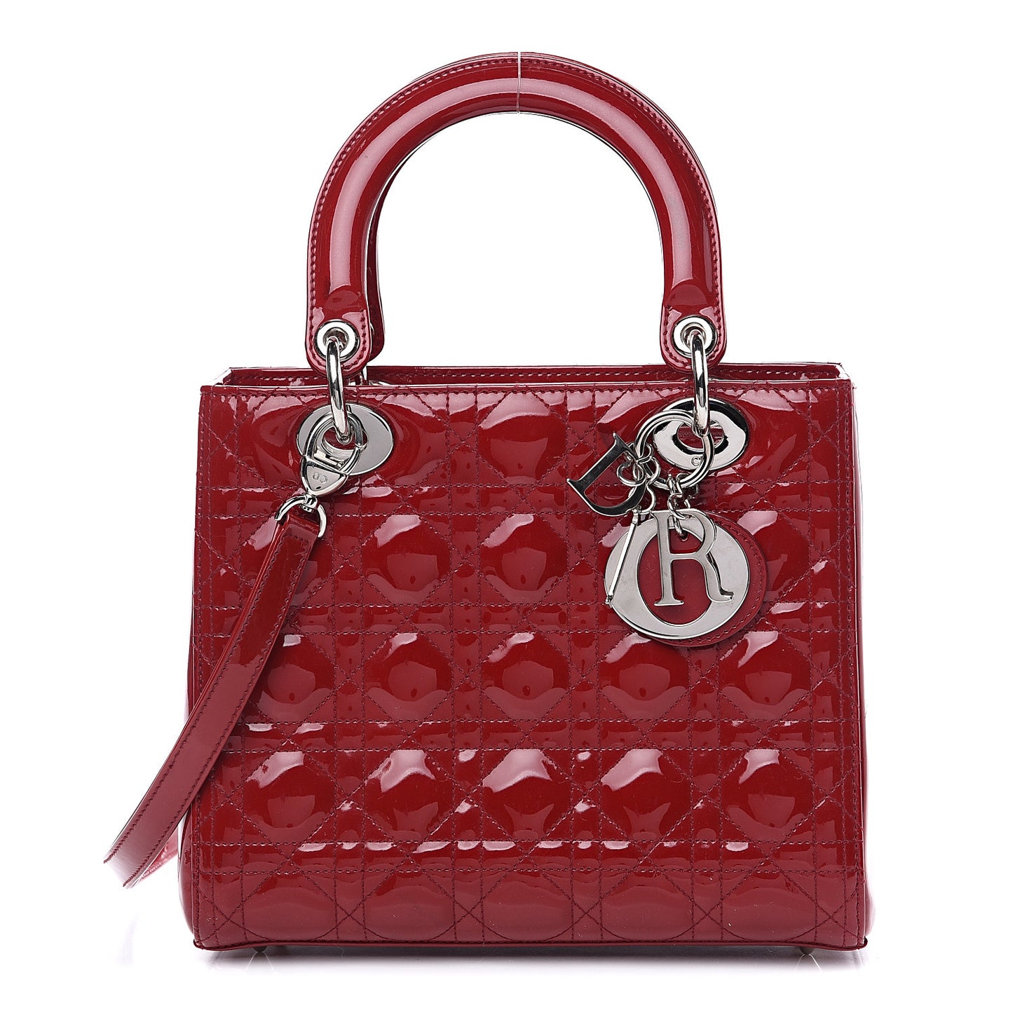 Patent Cannage Medium Lady Dior Red