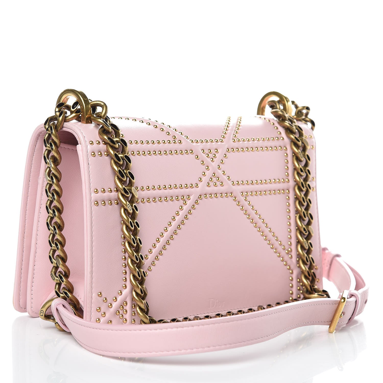 Christian Dior Lambskin Studded Small Diorama Flap Bag Pink 3 of 12