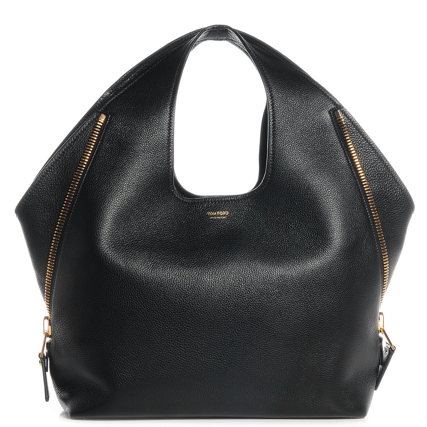 Pebbled Calfskin Jennifer Side-Zip Hobo Black