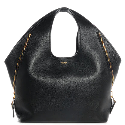Tom Ford Pebbled Calfskin Jennifer Side-Zip Hobo Black 1 of 9