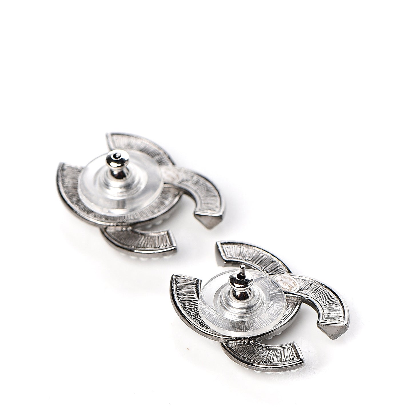 Crystal Pearl Chain Mania CC Earrings Ruthenium