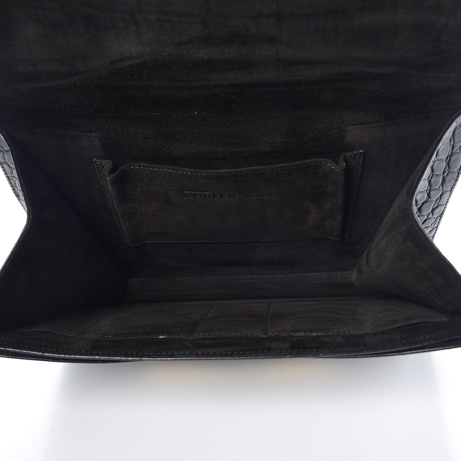 Alexander McQueen Calfskin Crocodile Embossed Large Envelope Clutch Black 5 of 8