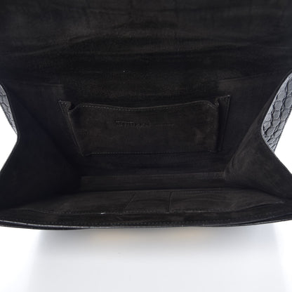 Alexander McQueen Calfskin Crocodile Embossed Large Envelope Clutch Black 5 of 8
