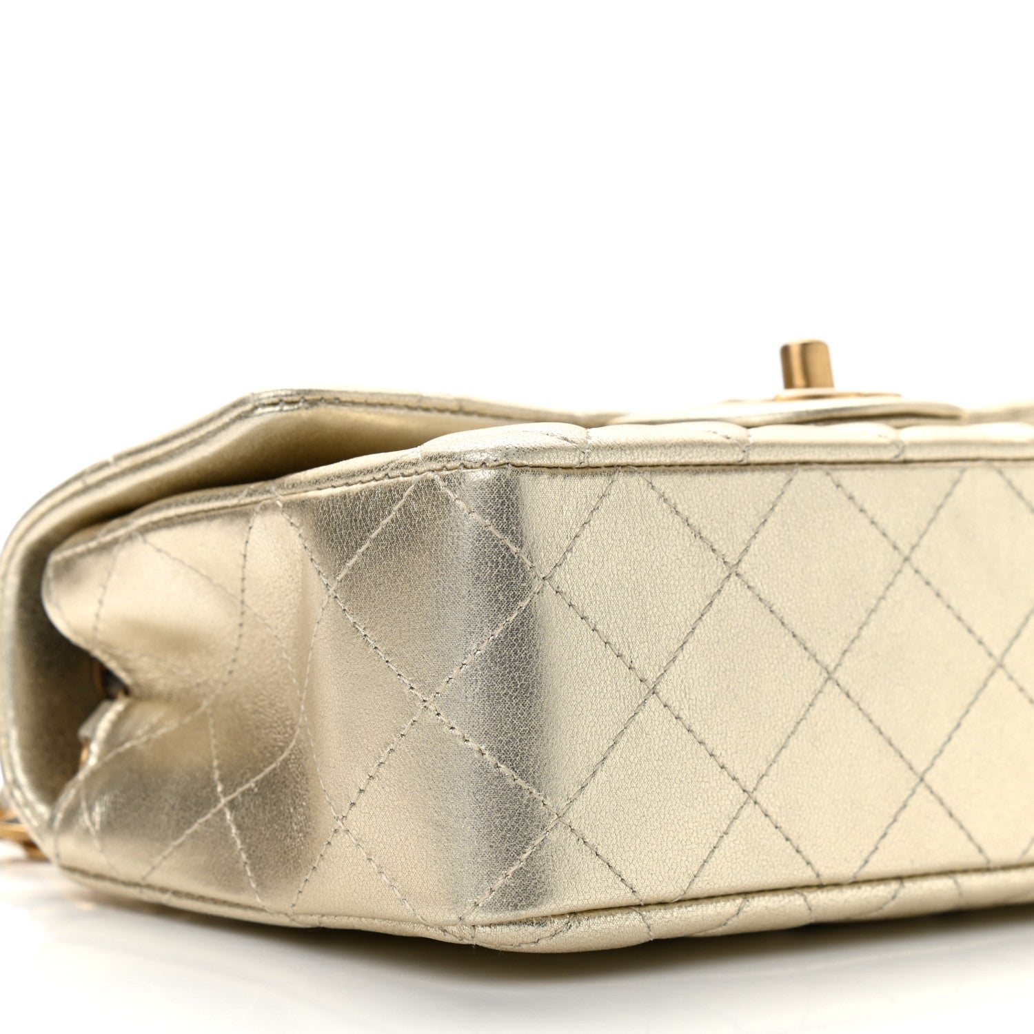 Chanel Metallic Lambskin Quilted Mini Rectangular Flap Gold 7 of 8