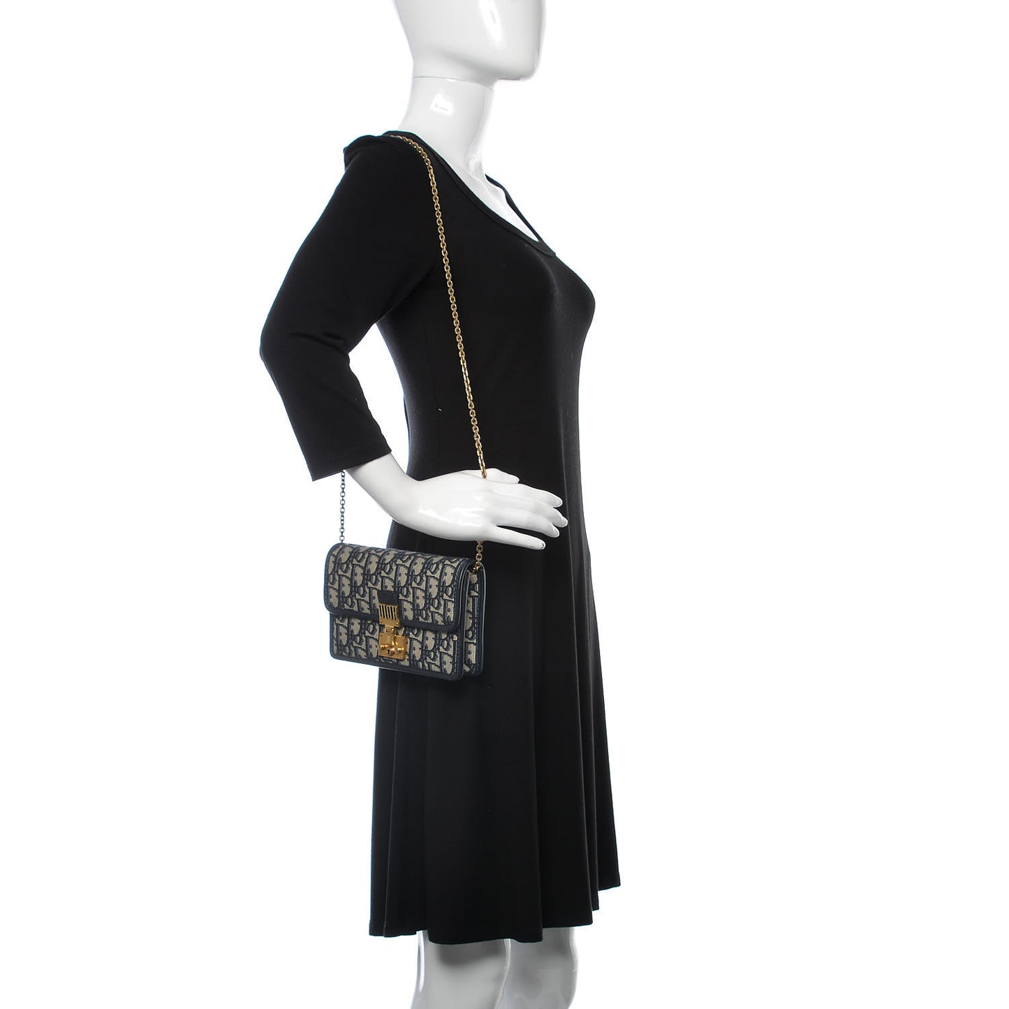 Oblique DiorAddict Wallet On Chain Clutch Navy Blue