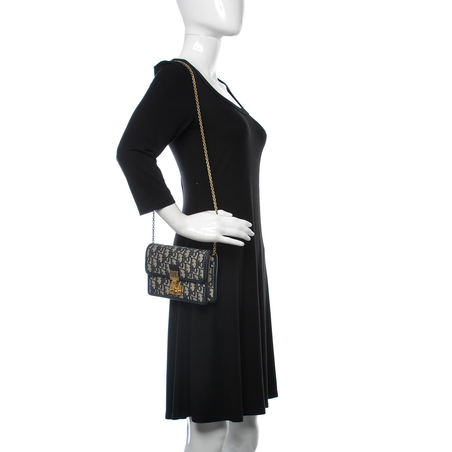 Christian Dior Oblique DiorAddict Wallet On Chain Clutch Navy Blue 2 of 11