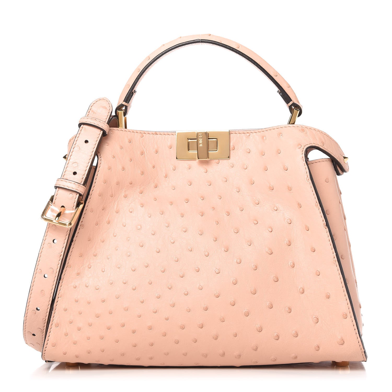Fendi Ostrich Shiny Nappa Medium Peekaboo Iconic Essentially Satchel Confetto 1 of 11