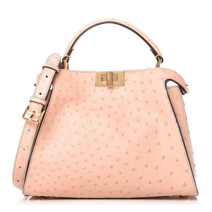 Fendi Ostrich Shiny Nappa Medium Peekaboo Iconic Essentially Satchel Confetto 1 of 11