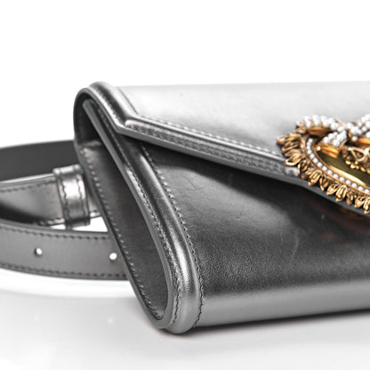 Dolce & Gabbana Metallic Agnello Vitello Devotion Belt Bag 95 38 Argento Scuro 8 of 11