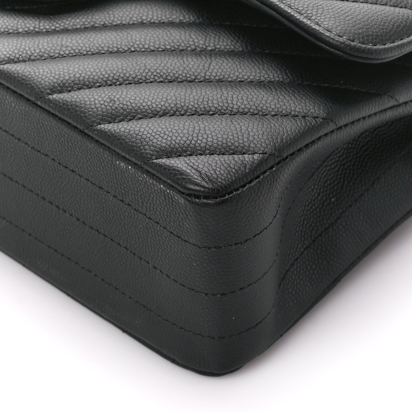 Caviar Chevron Quilted Small Double Flap Black