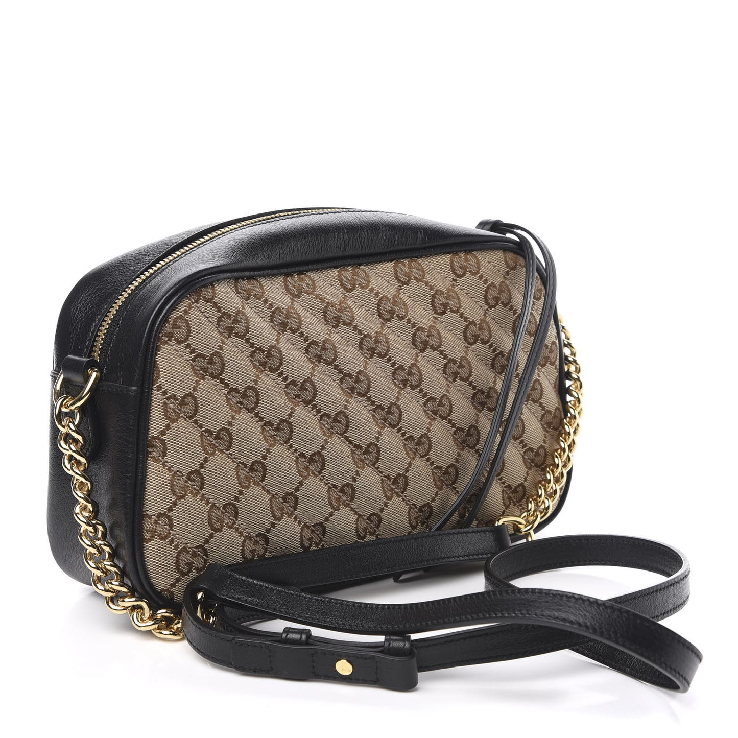 Monogram Matelasse Diagonal Small GG Marmont Chain Shoulder Bag Beige Black