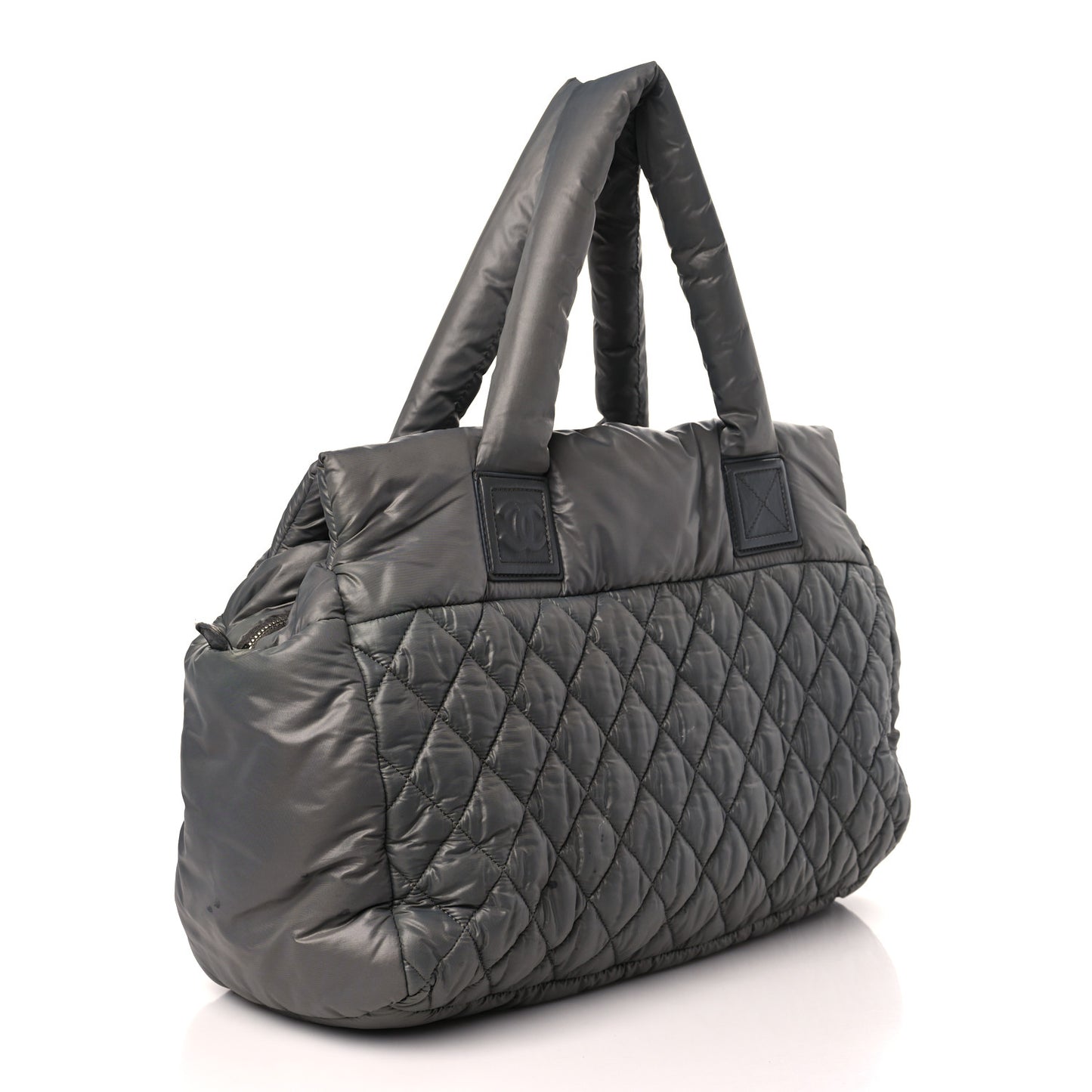 Nylon Quilted Large Coco Cocoon Reversible Tote Grey