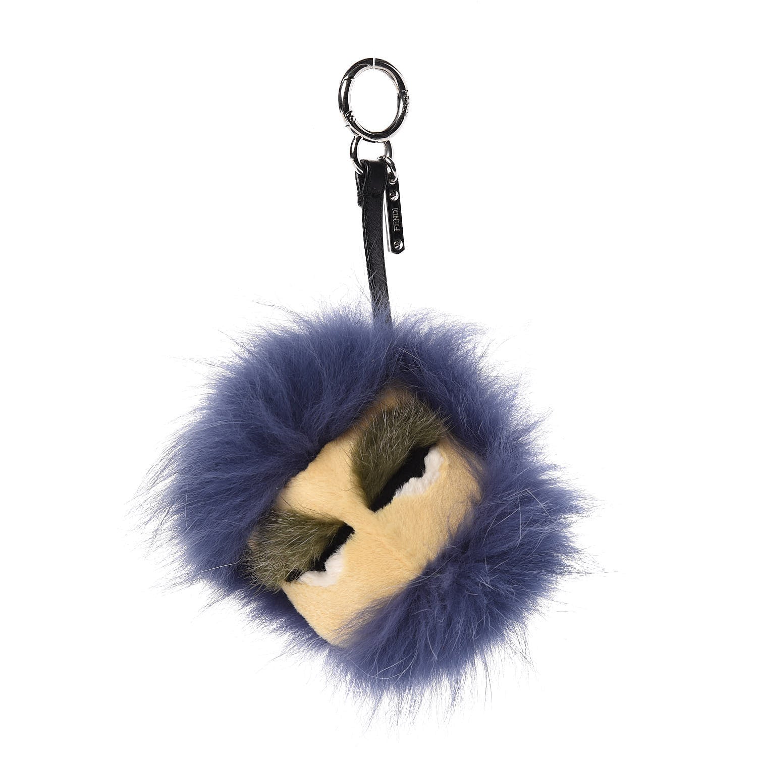 Fendi Fox Mink Rabbit Fur Vitello Flamingo Kooky Monster Bag Bug Charm Cassis Black Multicolor 1 of 3