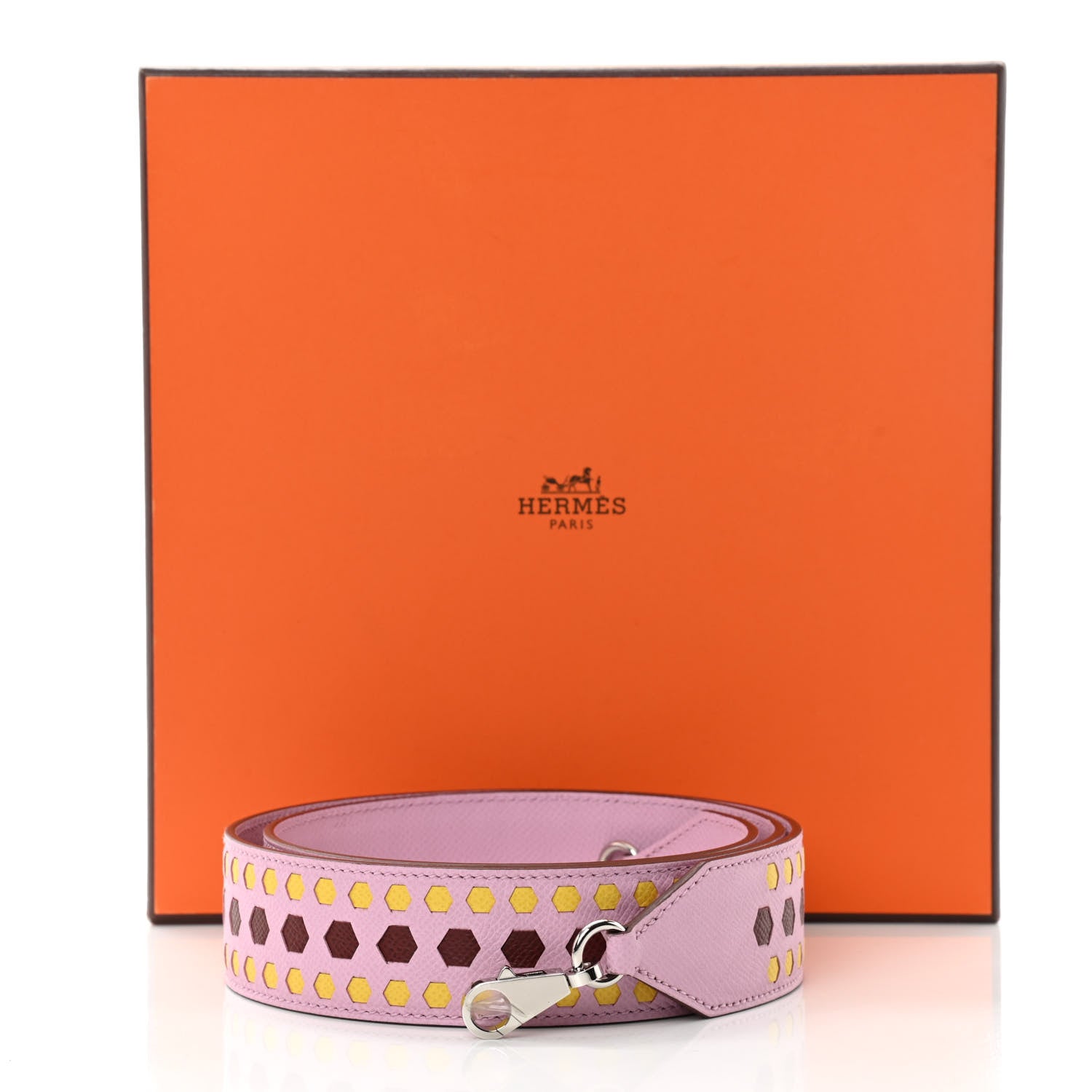 Hermes Epsom 30mm Hexagone Tressage Shoulder Strap Mauve Sylvestre Rouge H Jaune de Naples 5 of 5