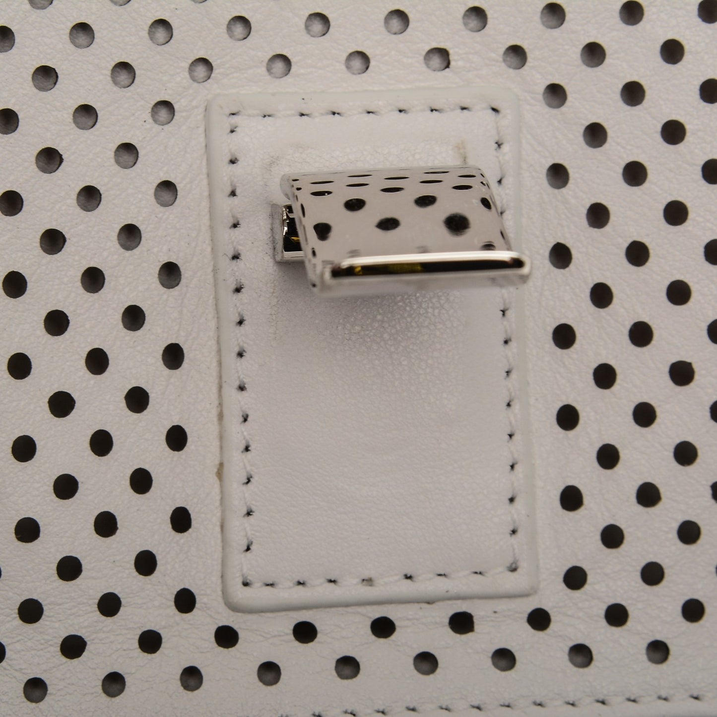 Perforated Calfskin PS1 Pouch Messenger Optic White