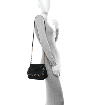 Chanel Caviar Quilted Grommet Embellished Small Piercing Chic Flap Bag Black 2 of 11