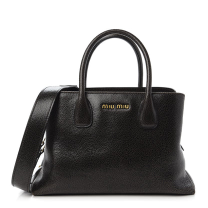 Miu Miu Calfskin Craquele Shopping Bag Ebano 1 of 9
