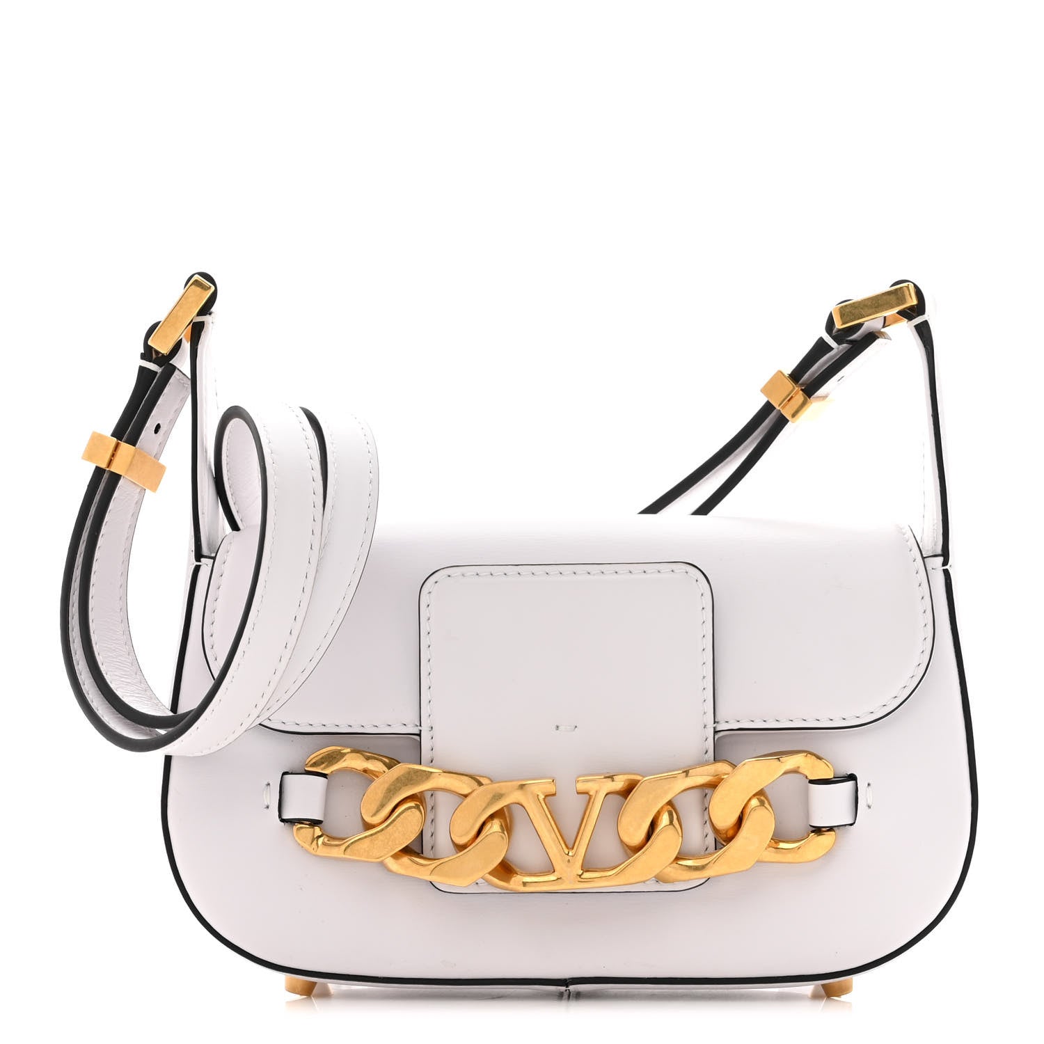 Valentino Garavani Calfskin Small Vlogo Chain Shoulder Bag Optic White 1 of 9