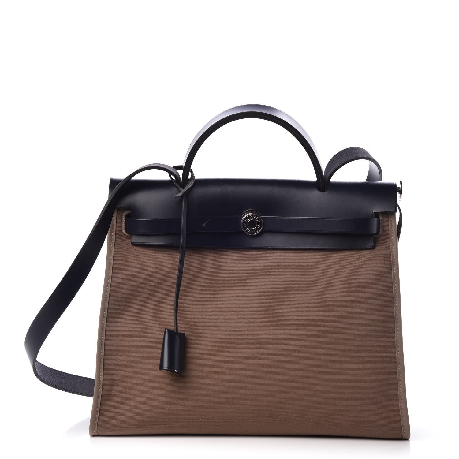 Hermes Vache Hunter Toile Herbag Zip 31 PM Etoupe Bleu Saphir 4 of 11