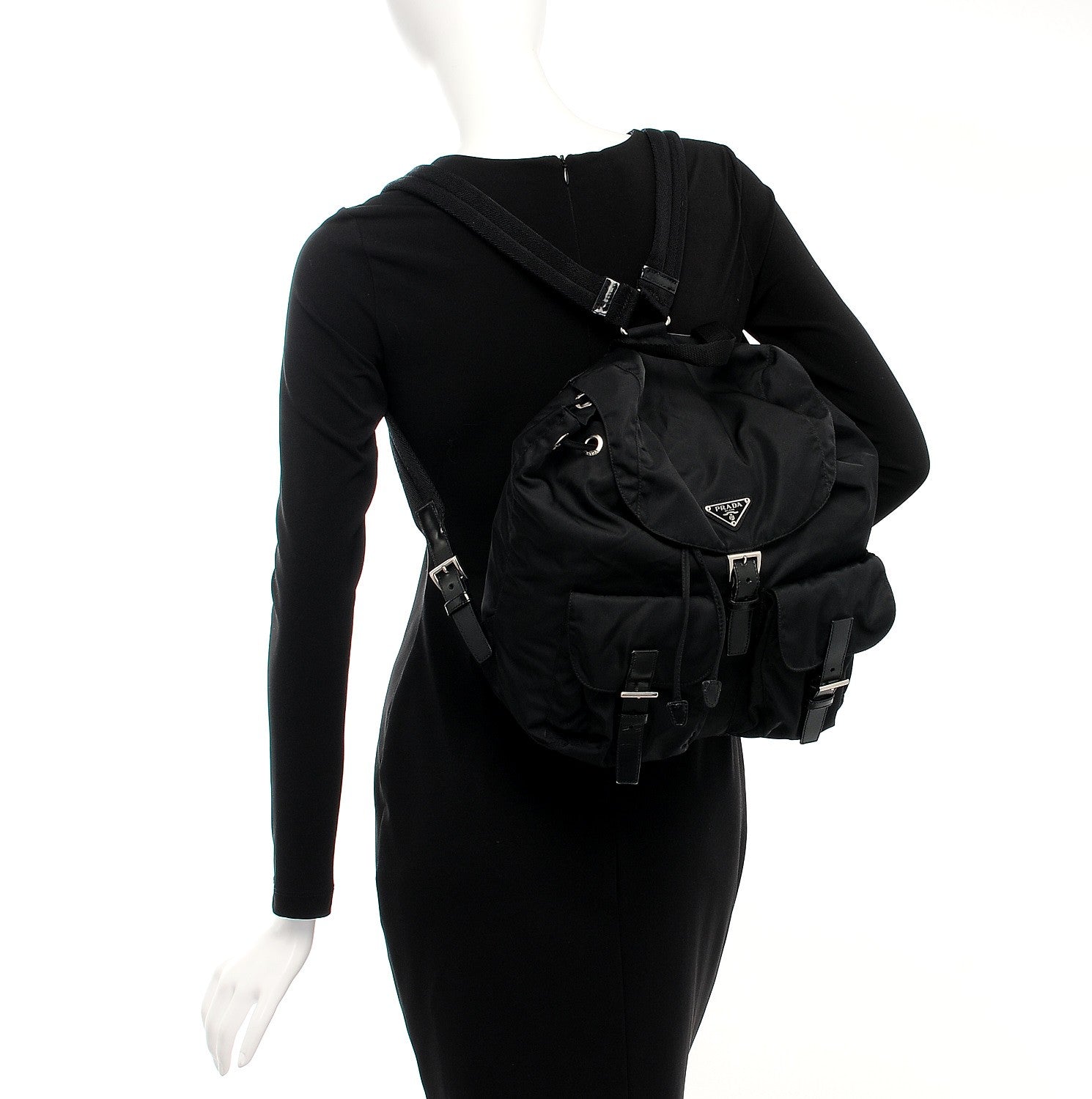 Prada Nylon Vela Medium Backpack Black 2 of 12